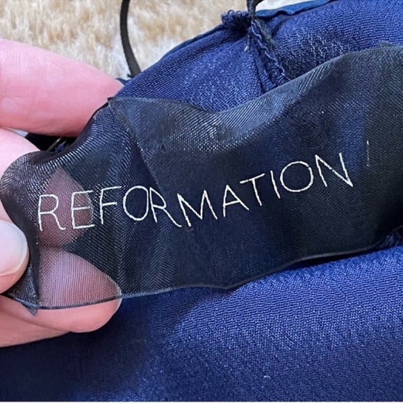 Reformation Noelle Dress Backless Halter Flowing Maxi Dress In Navy Blue Size XS - Picture 11 of 14